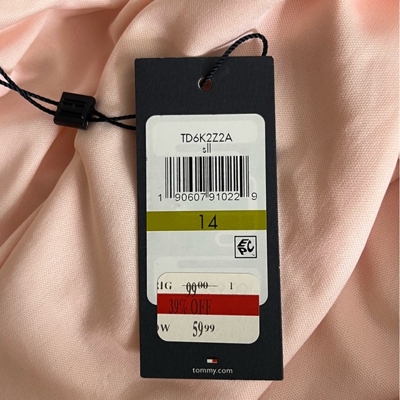 Tommy Hilfiger Women’s Stretchy Blush Pink Textured Midi Sheath Dress 14 NWT - Picture 10 of 11